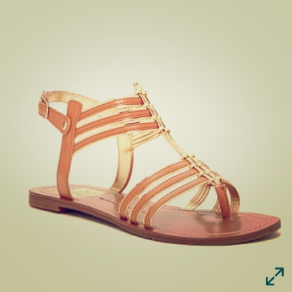 New DOLCE VITA Tan & Gold Gladiator Sandals 8.5